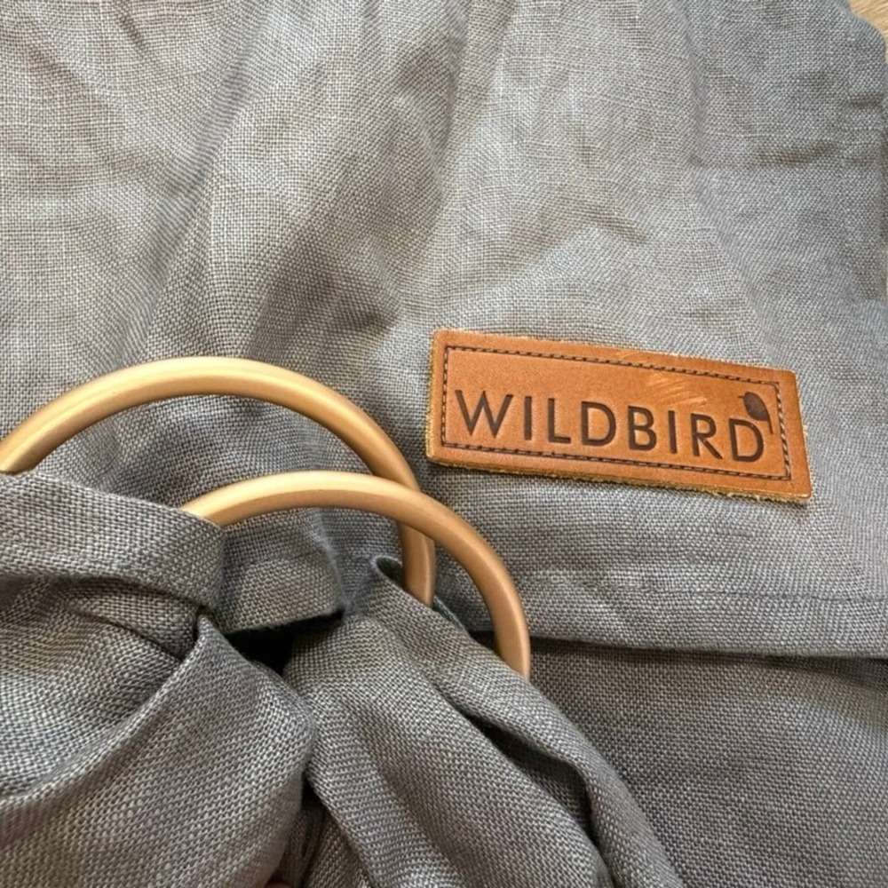 WildBird Chickadee RARE 2017 grey Modal/Linen Ring Sling 74" Rose Gold Rings EUC